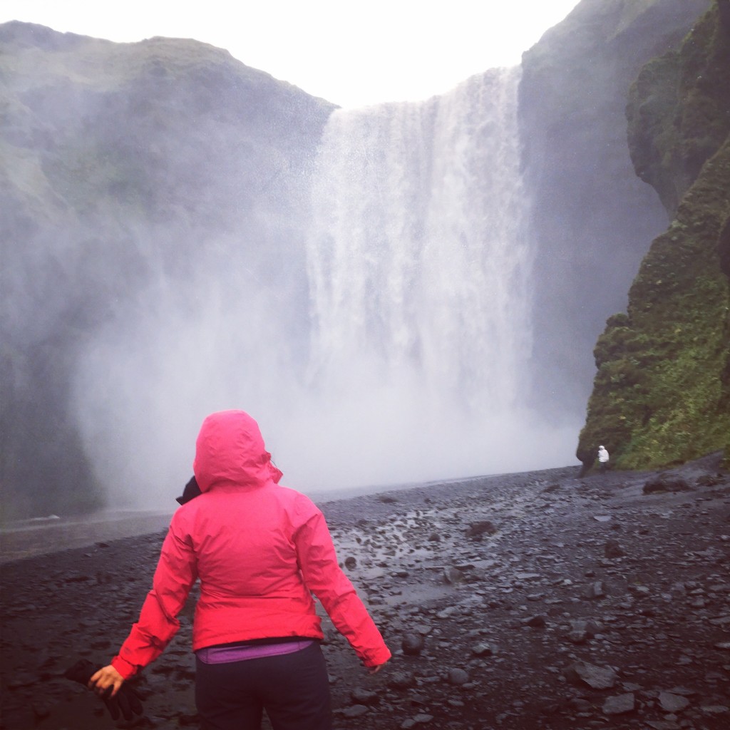 Taking in the size and beauty of Skogafoss